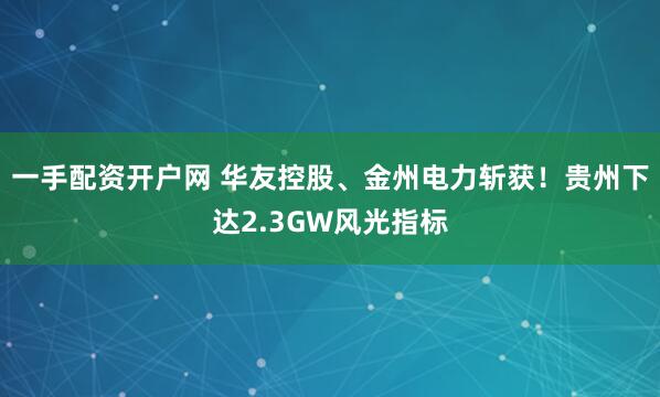 一手配资开户网 华友控股、金州电力斩获！贵州下达2.3GW风光指标